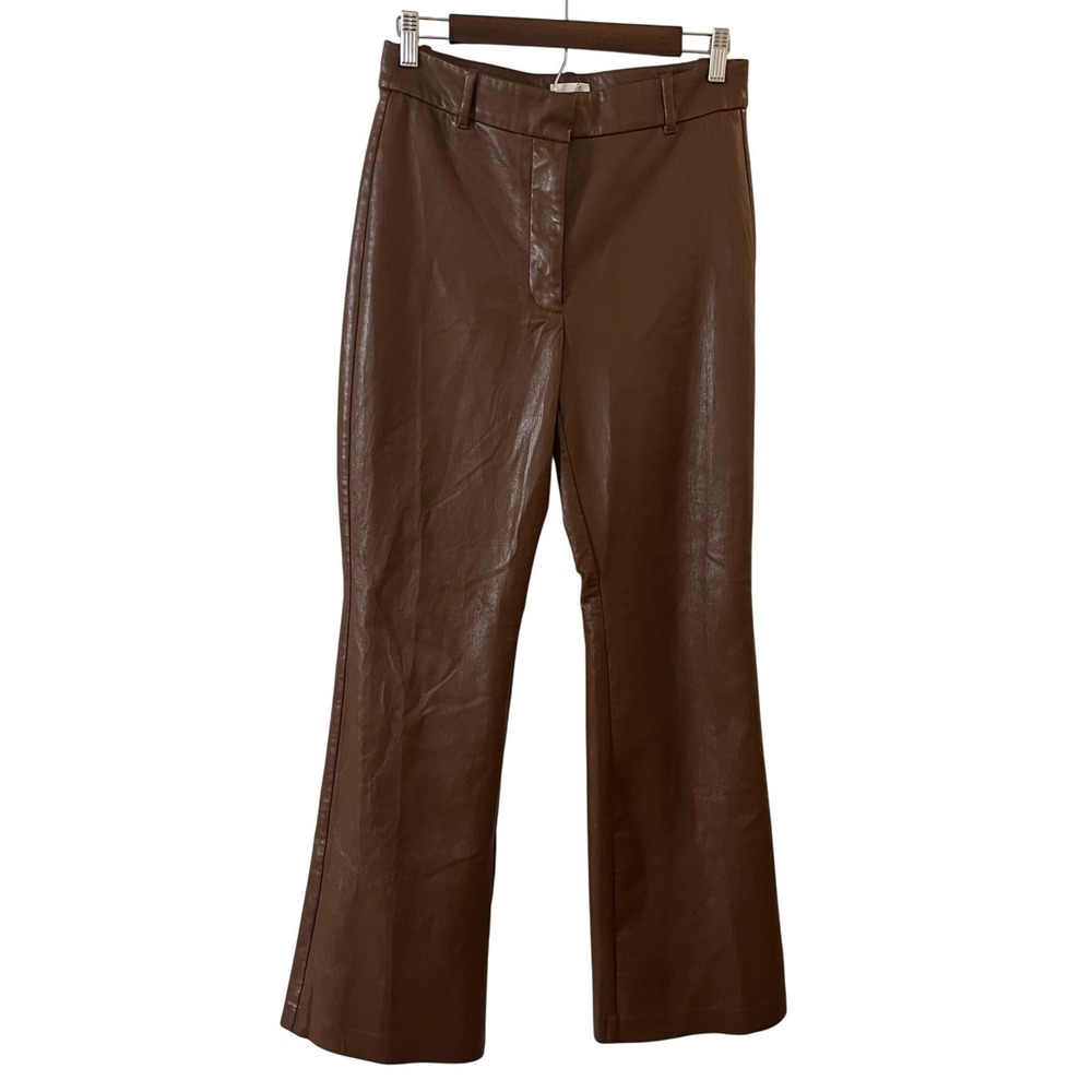 Aritzia Wilfred Brown‎ Faux Leather Flare Pants Size 8